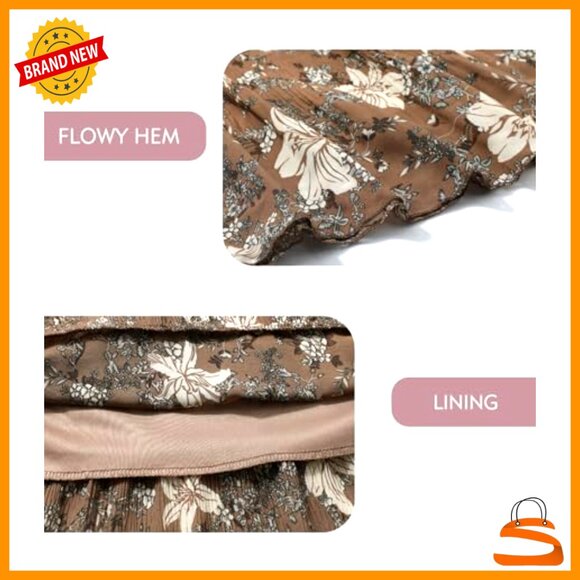 Women's Stretch High Waist Flowy Chiffon Skirt with Lining, Lightweight Summer - Picture 5 of 5